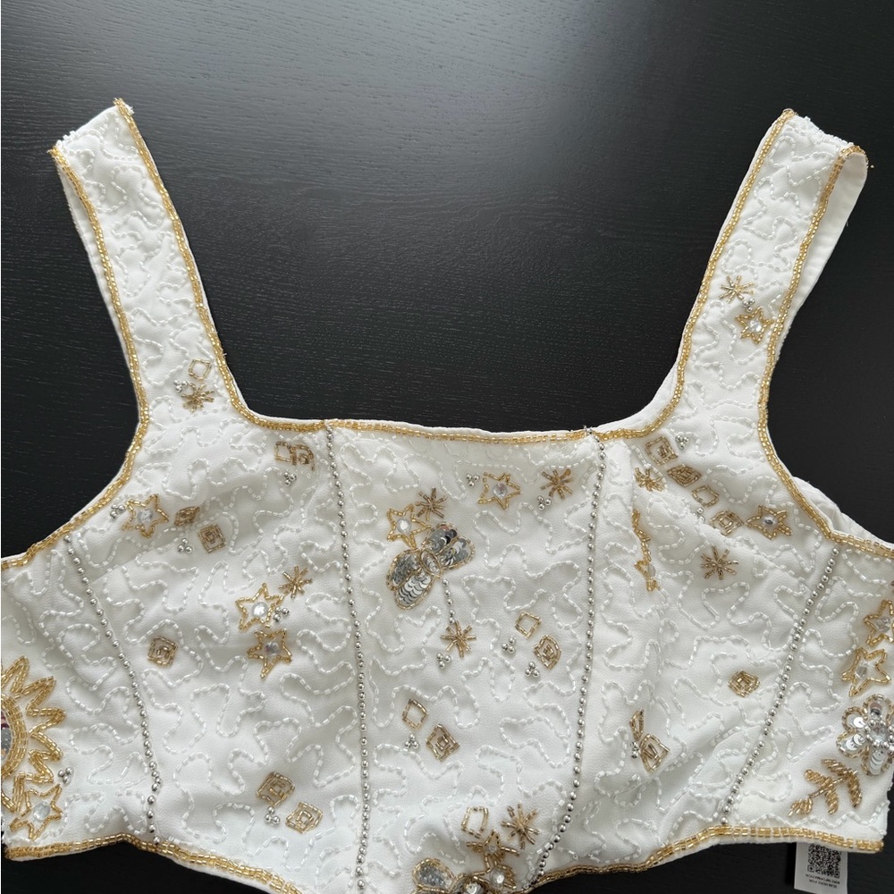ASOS White and Gold Embellished Crop Top